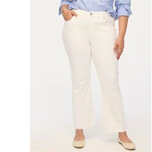 NWT J. Crew Mid-Rise Flare Crop Signature Stretch Raw Hem Jeans White Sz 31